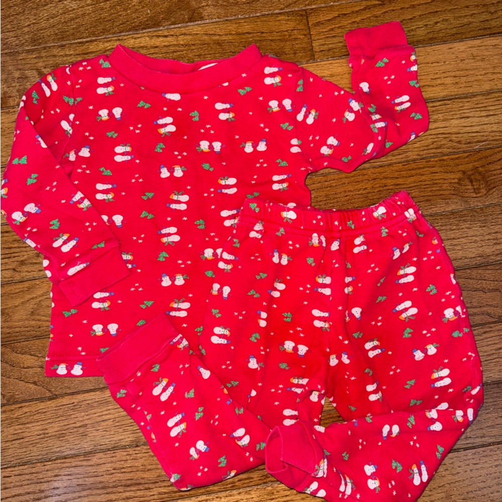 Vintage Snowmen Christmas Long-Sleeve Pajama Set by MiniWear, Size 3T